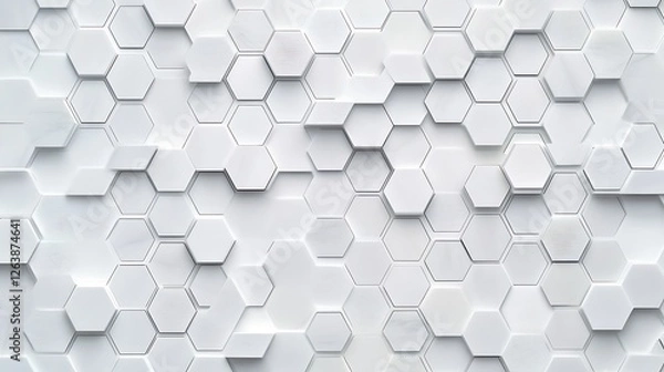Fototapeta Abstract 3D Render: White Hexagon Pattern Texture AI Generated