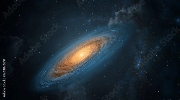 Obraz Spiral Galaxy Digital Painting: Celestial Swirl in Deep Space AI Generated