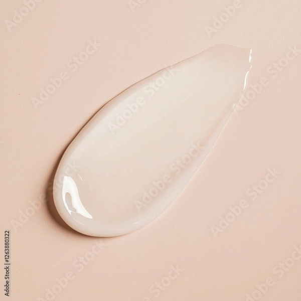Fototapeta Clear hydrating serum, lightweight face moisturizer, or gentle shower gel swatch on a neutral beige background.