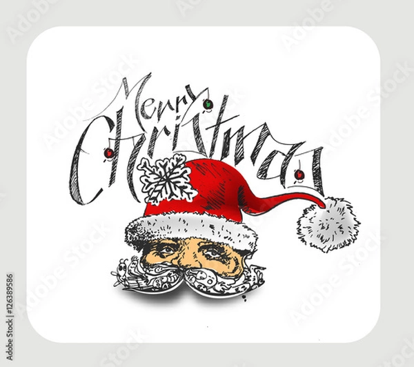 Fototapeta Face of Christmas character Santa Claus, Cartoon style Santa Claus. Merry Christmas! Christmas and New Year - vector illustration