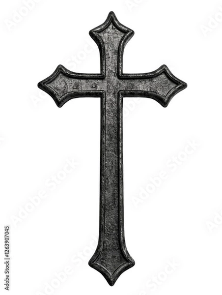 Fototapeta Black metal cross with a pointed top and a pointed bottom