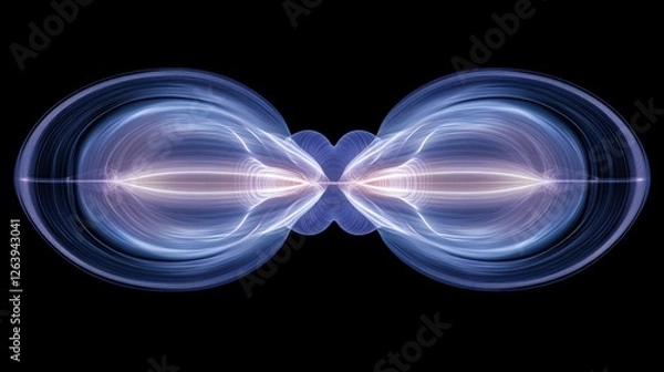 Fototapeta A digital representation of energy flow in blue and white on a dark background