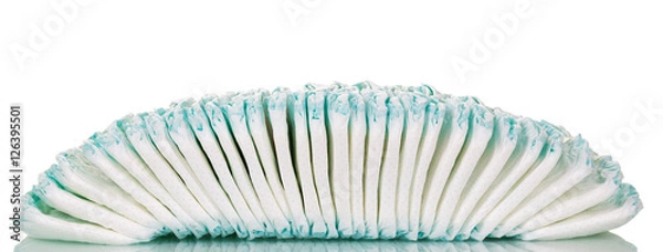 Obraz Disposable diapers closeup isolated on white.