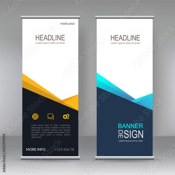 Fototapeta Vertical banner stand template design. can use for brochure flyer, covers ,infographics ,vector abstract geometric background, modern x-banner and flag-banner advertising design element