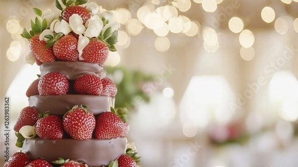 Obraz Chocolate Strawberry Cake Wedding Reception