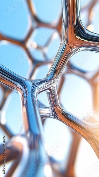 Obraz Chrome Structure, Sky Background, Science Concept