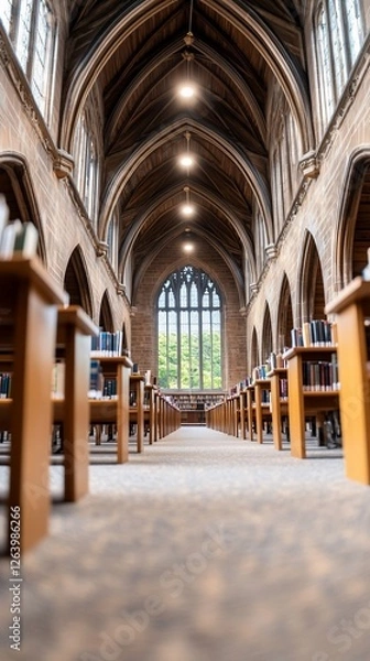 Obraz Church library interior, high ceiling, tranquil