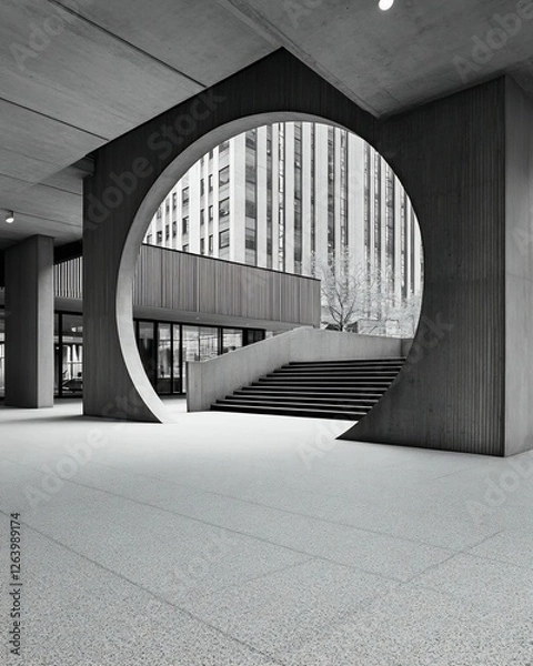 Obraz City building circular window stairs