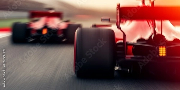 Obraz A race between F1 cars at Silverstone, the world's oldest Grand Prix circuit.