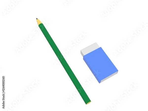 Fototapeta 鉛筆と消しゴム、シンプルなイラスト