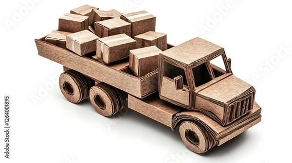 Obraz Cardboard truck carrying boxes, studio shot