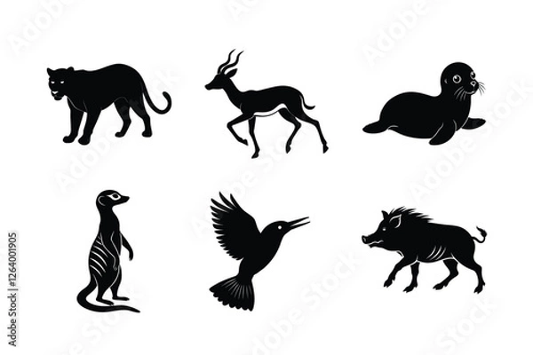 Fototapeta Animal silhouette vector illustration set 3