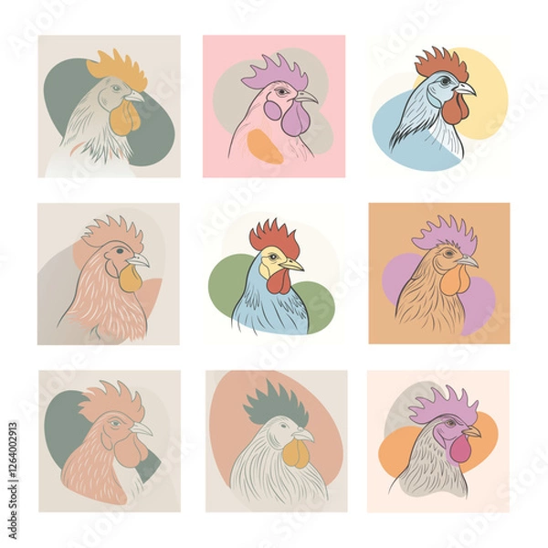 Fototapeta Hen head logo vector illustration 2