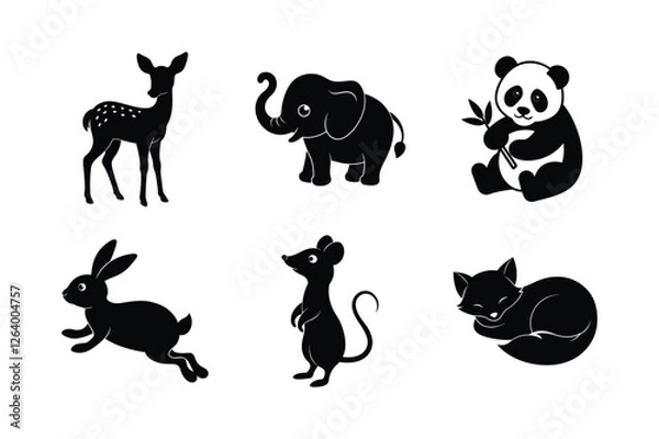 Obraz Set of animal silhouette vector illustration 6