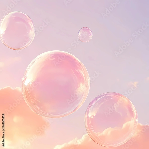 Fototapeta 분홍 비눗방울 하늘