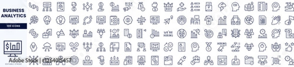 Obraz Set of business analytics icons featuring various themes in a modern, minimalist design.