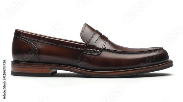 Fototapeta Elegant brown leather loafers displayed against a clean background, highlighting craftsmanship and style