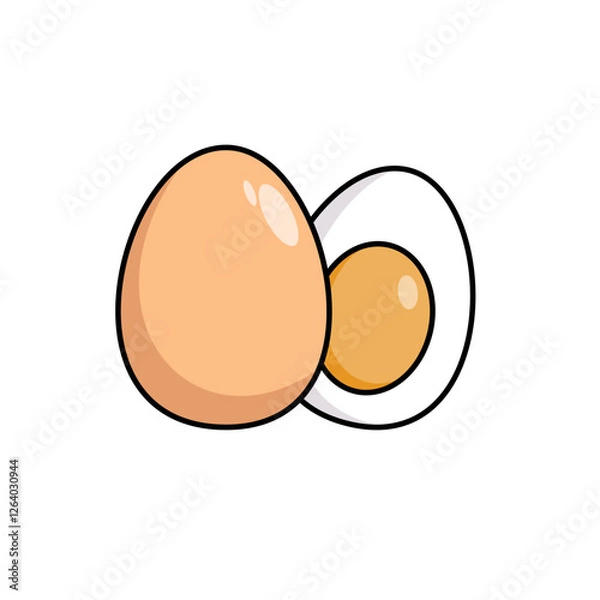 Fototapeta Cartoon Chicken egg on white background