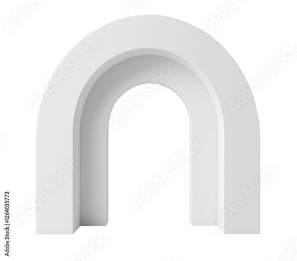Fototapeta Minimalist 3D white arch structure with a smooth surface and modern design. Ideal for architectural visualization, product design, and conceptual 3D projects. Isolated on transparent background, png.