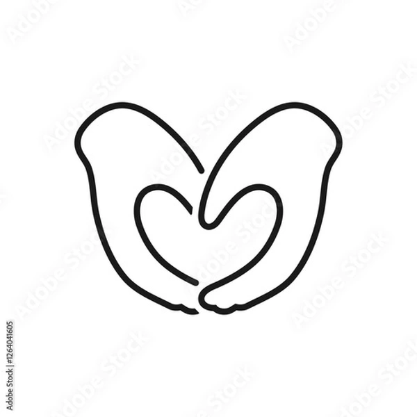 Fototapeta Love hand line icon on white background.