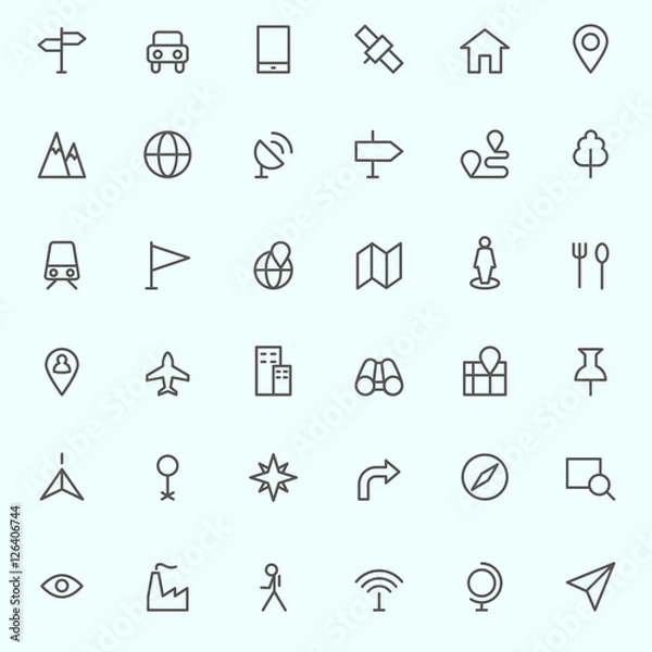 Obraz Location icons, simple and thin line design