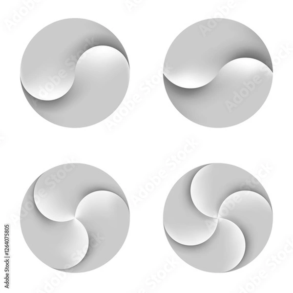 Fototapeta Set of Abstract Geometric Symbols. Rotational Designs