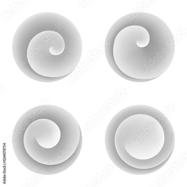 Obraz Set of Abstract Geometric Symbols. Spiral Designs.