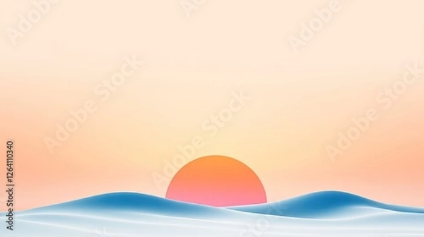 Obraz Serene sunset over gentle waves, creating a calming atmosphere with soft colors