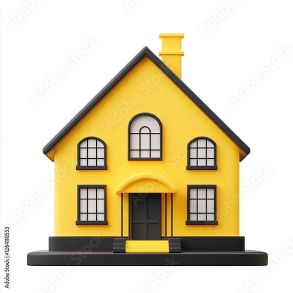 Obraz 3D yellow house icon isolated on white