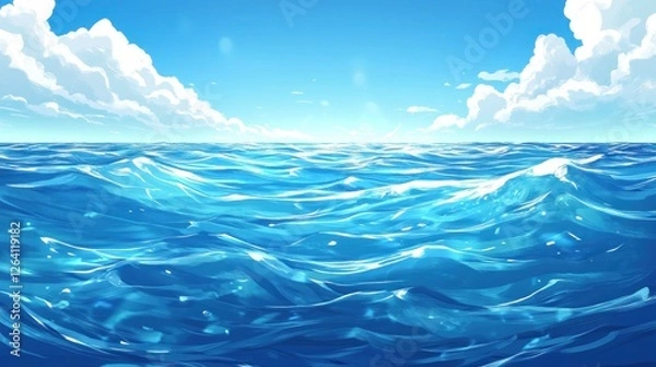Obraz Calm ocean waves under sunny sky, background for game design