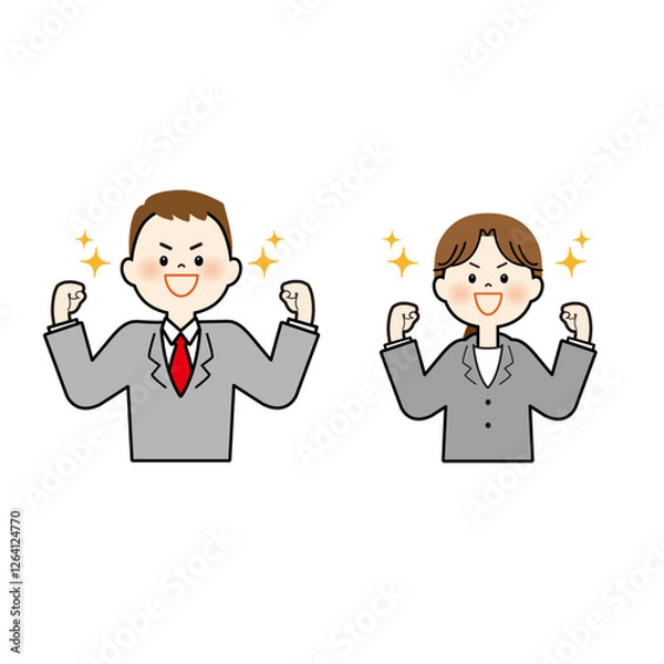 Fototapeta ガッツポーズをするキラキラ輝く社会人