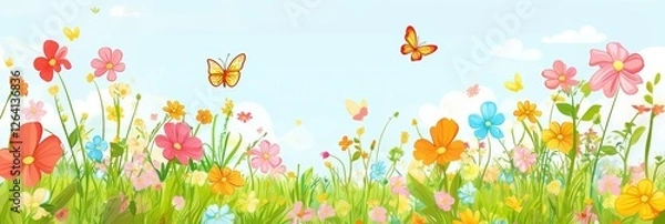 Fototapeta Beautiful colorful wild flowers in Spring.
