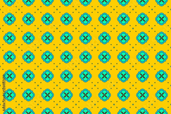 Fototapeta Seamless Template Endless Visual Texture Fashion Shape Art Fabric Textile Cloth Wallpaper Luxury Perspective Interior Digital Design Symmetric Background Decoration Graphic Tile Geometric Pattern.