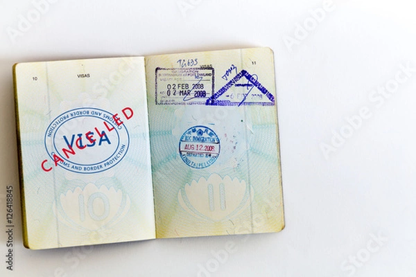 Obraz Visa cancelled stamp in passport