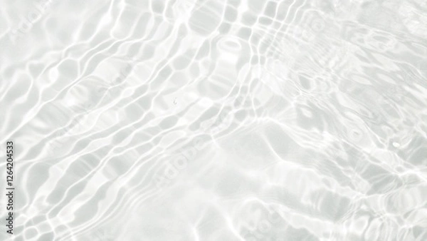 Fototapeta Ripple water texture on a white background. Shadow of water on sunlight. Marble blue water surface as wallpaper background. Sunlight effect on water surface. Natural summer background.