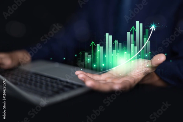 Fototapeta Business finance requires investment for growth of businessman needs experience in investing in stocks for success by relying on technology. Company must give back for the benefit of investors.
