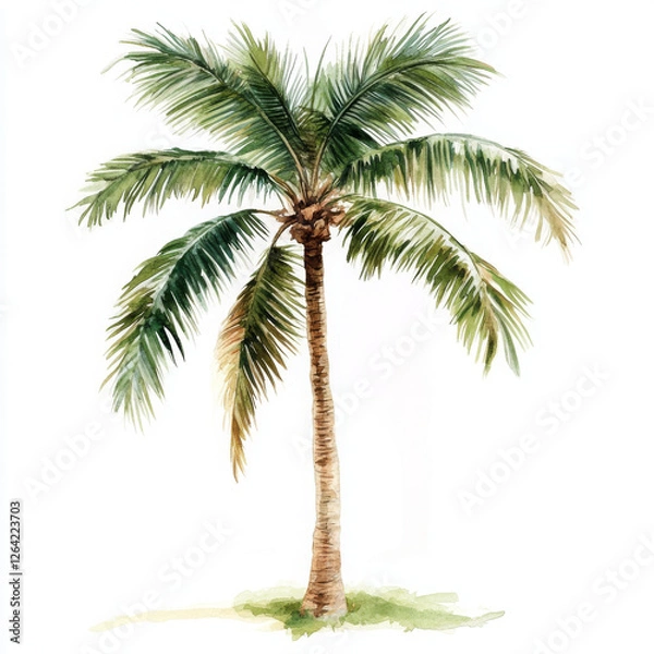 Fototapeta Boho watercolor palm tree, standing tall and elegant