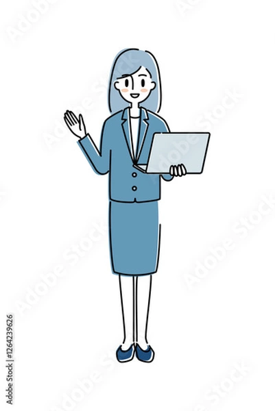 Obraz パソコンを持つ女性　ビジネス　全身