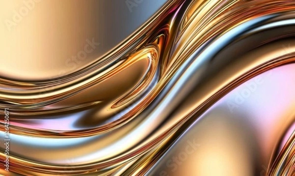 Fototapeta Abstract gold liquid wave background; design texture
