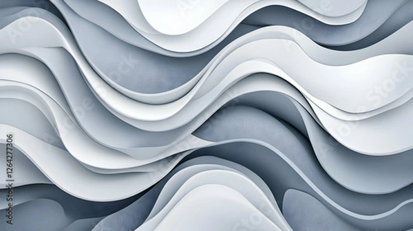 Fototapeta Abstract blue and white layered wave pattern background for designs and presentations generative AI
