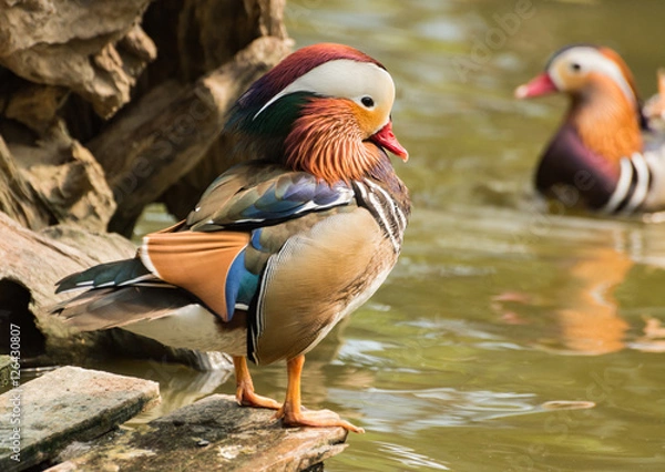 Fototapeta Mandarin ducks (Aix galericulata)