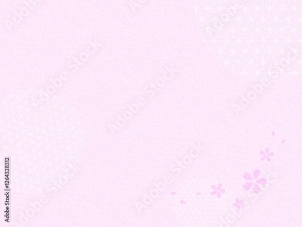 Obraz 桜の背景（麻の葉紋様）　A-8