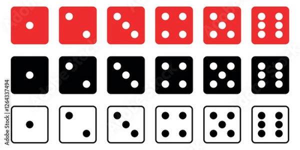 Fototapeta Icon Set of dice with six cube faces