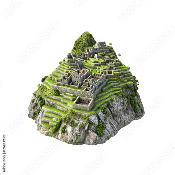Obraz Machu Picchu Isolated 3D Model of the Incan Citadel