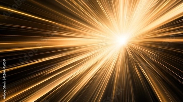 Fototapeta Stunning Light Burst with Radiant Golden Rays Illuminating Darkness, Isolated on Transparent Background, Horizontal Cutout PNG