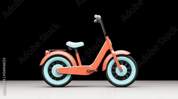 Fototapeta Vibrant electric scooter in a minimalist studio setting, showcasing modern design and colors