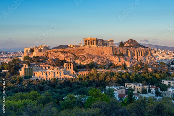 Obraz Akropol w Atenach Grecji o zachodzie słońca