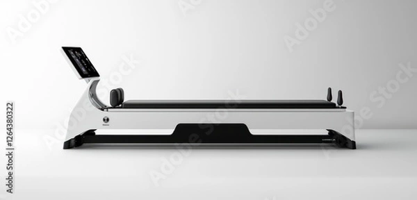 Fototapeta Streamlined reformer integrating modern tech for targeted Pilates exercises.