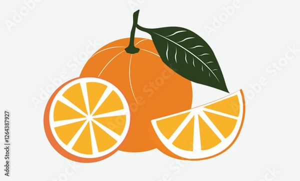 Obraz Orange Fruit Isolated Flat Vector Illustration
