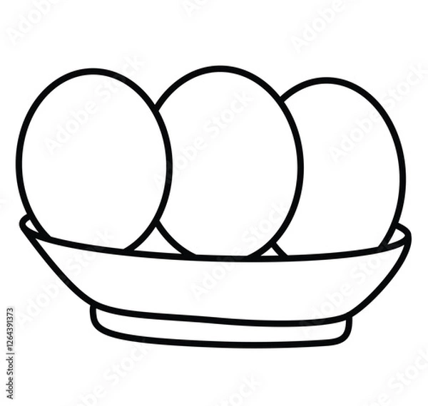 Fototapeta Cute cartoon hand drawn vector eggs on blow coloring page.